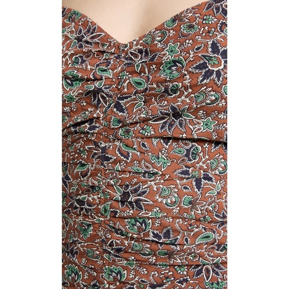 VERONICA BEARD Floral Paisley Sweetheart Neck Puff Long Sleeve Ruched Dress 4 - Picture 6 of 11